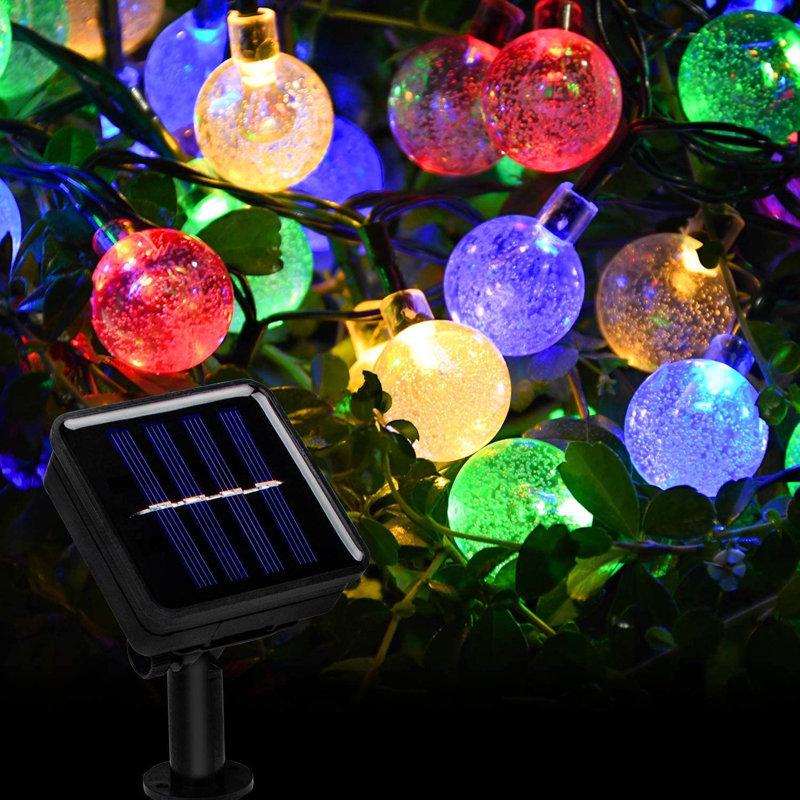 The Holiday Aisle Indoors and Outdoors Solar Bubble Light 50 Lights Color Light Reviews Wayfair
